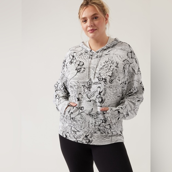 Athleta Tops - **Athleta Balance Hoodie Sweatshirt - Eden Floral Grey